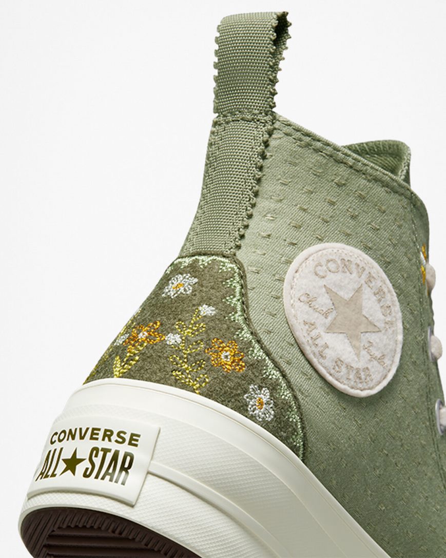 Pantofi Platforma Dama Converse Chuck Taylor All Star Lift Autumn Embroidery Inalti Albastru Deschis | RO 0EXAR924